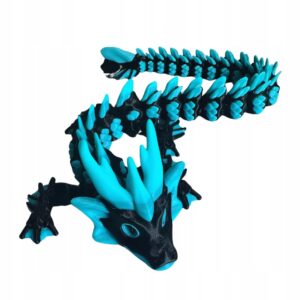 smok przebijacz fal – 46.5cm | czarno turkusowy | drukowany 3d | figurka
