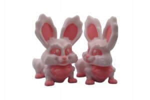 uroczy zestaw 2 ruchomych króliczków – biało różowe figurki wielkanocne